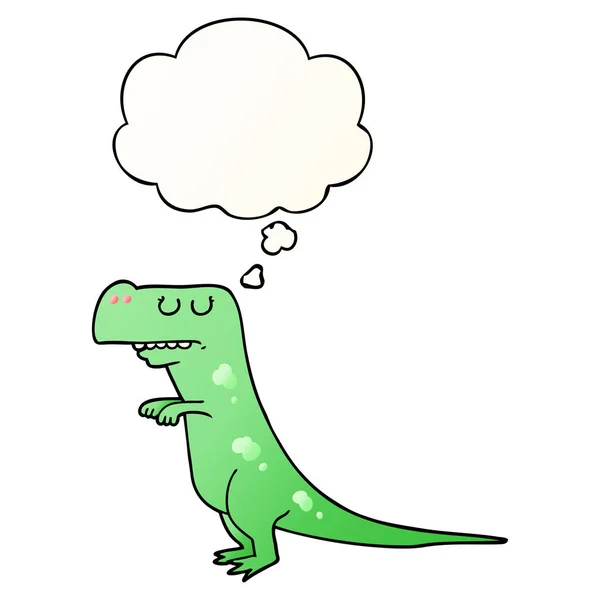 Cartoon dinosaurus en gedachte bubble in gladde gradiënt stijl — Stockvector