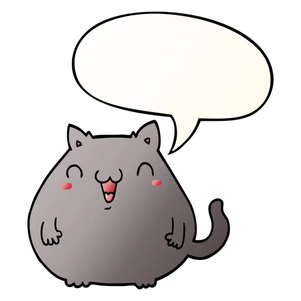 Cartoon kat en toespraak bubble in gladde kleurovergang stijl — Stockvector