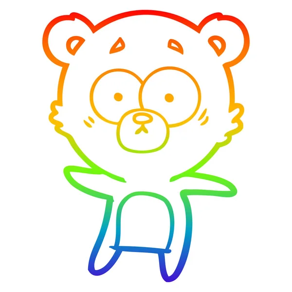 Rainbow gradient ligne dessin ours anxieux dessin animé — Image vectorielle