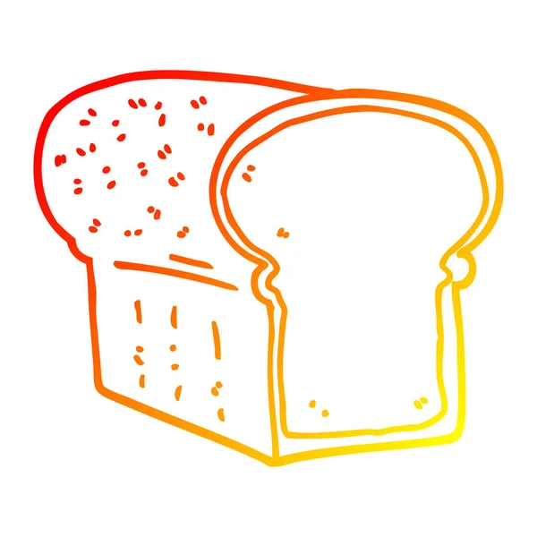 Warme kleurovergang lijntekening cartoon brood van brood — Stockvector