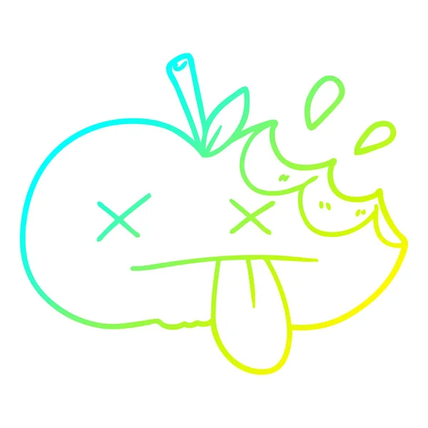 Linha gradiente frio desenho cartoon maçã mordida —  Vetores de Stock