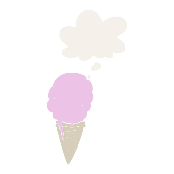 Мультяшне морозиво і міхур у ретро-стилі — стоковий вектор