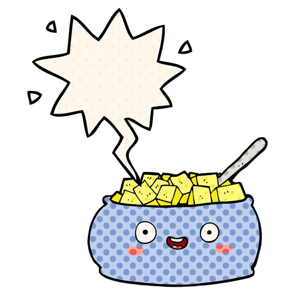 çizgi roman tarzında şeker ve konuşma balonu sevimli karikatür kase