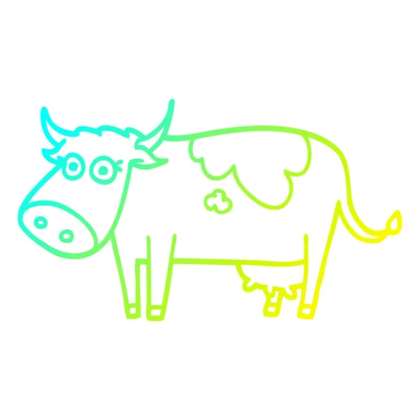 Gradient krowa kreskówka linia rysunek zimny gospodarstwo — Wektor stockowy