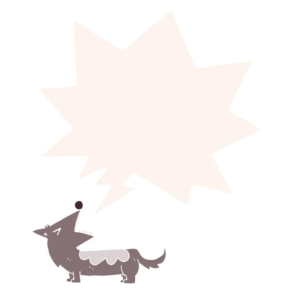 Cartoon pies i bańka mowy w stylu retro — Wektor stockowy