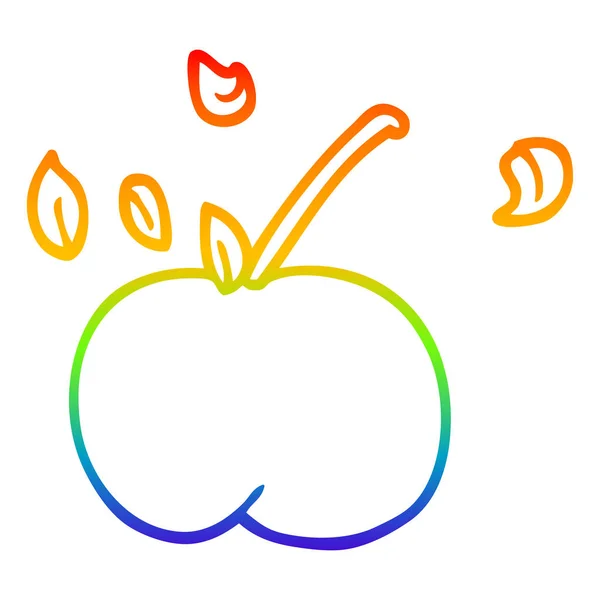 Rainbow gradient ligne dessin dessin animé pomme juteuse — Image vectorielle