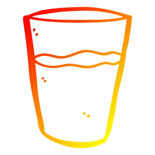 Warme Gradientenlinie Zeichnung Cartoon Glas Wasser — Stockvektor