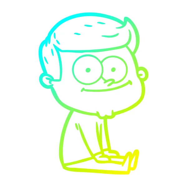 Froid dégradé ligne dessin dessin animé heureux homme assis — Image vectorielle
