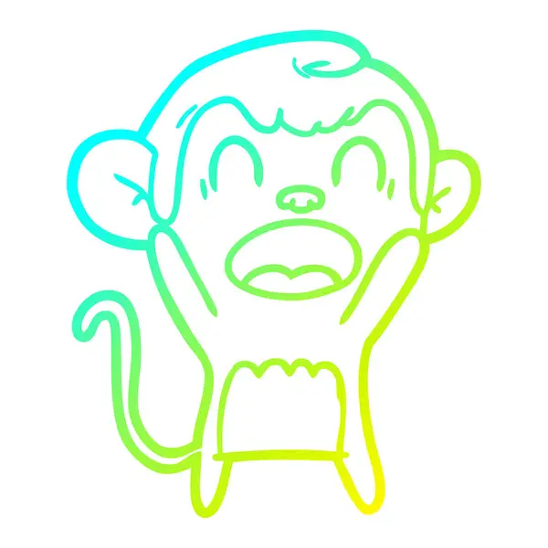 Línea de gradiente frío dibujo gritando mono de dibujos animados — Archivo Imágenes Vectoriales