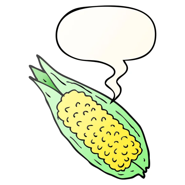 Cartoon Corn en Speech bubble in gladde gradiënt stijl — Stockvector