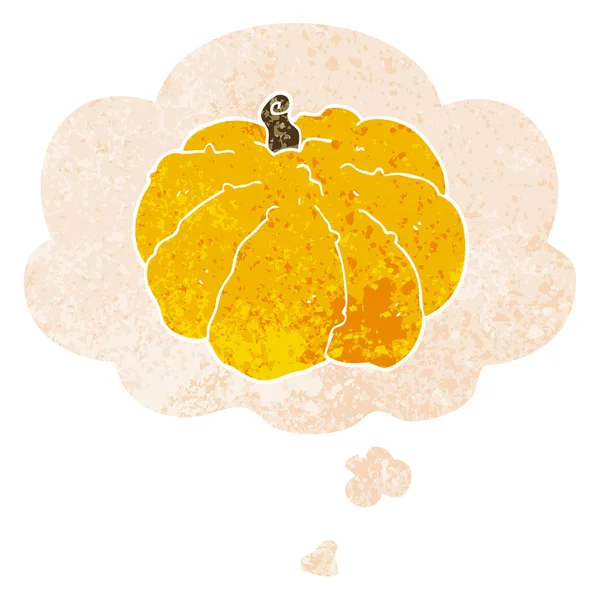 retro dokulu tarzında karikatür kabak ve düşünce balonu