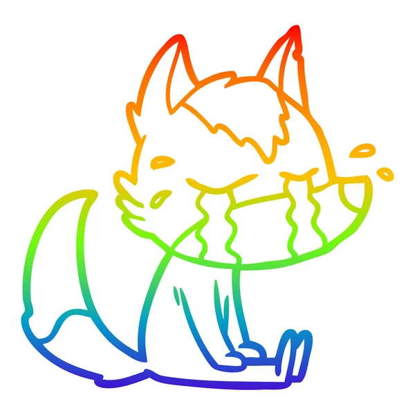 Regenboog gradiënt lijntekening cartoon huilen Wolf — Stockvector