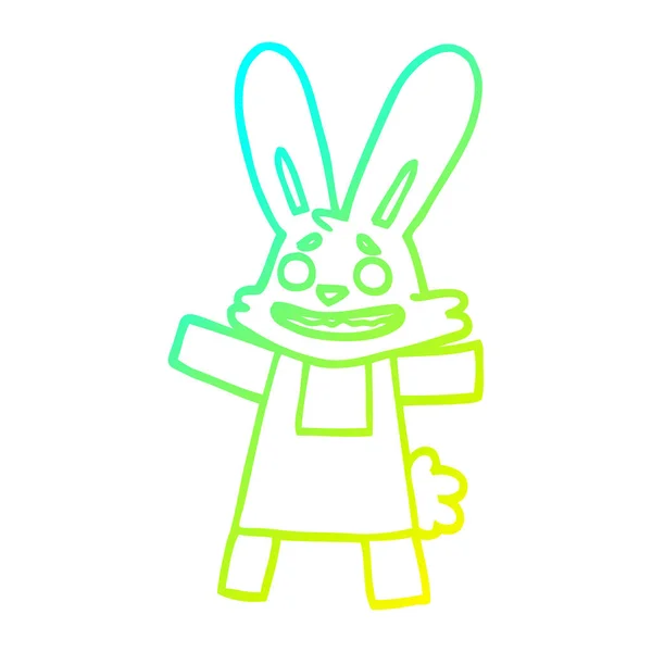 Kalte Gradientenlinie Zeichnung Karikatur lächelndes Kaninchen — Stockvektor