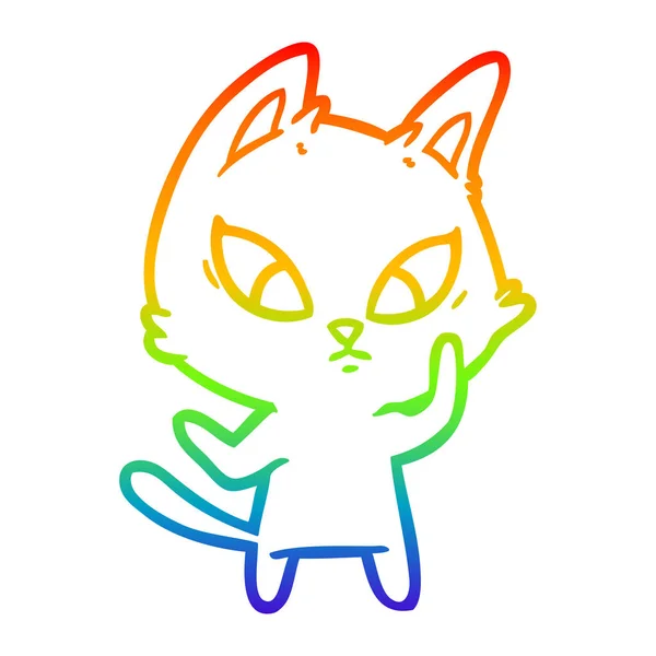 Arco-íris linha gradiente desenho confuso desenho animado gato —  Vetores de Stock