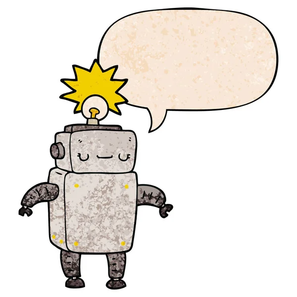 retro doku tarzında karikatür robot ve konuşma balonu