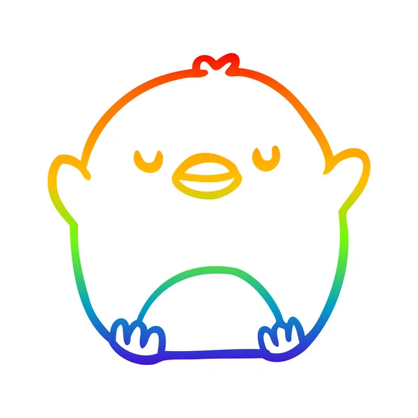 Línea de gradiente arco iris dibujo lindo pingüino — Archivo Imágenes Vectoriales