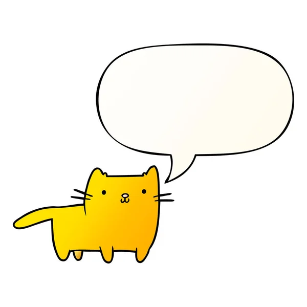 Düzgün degrade tarzında karikatür kedi ve konuşma balonu — Stok Vektör