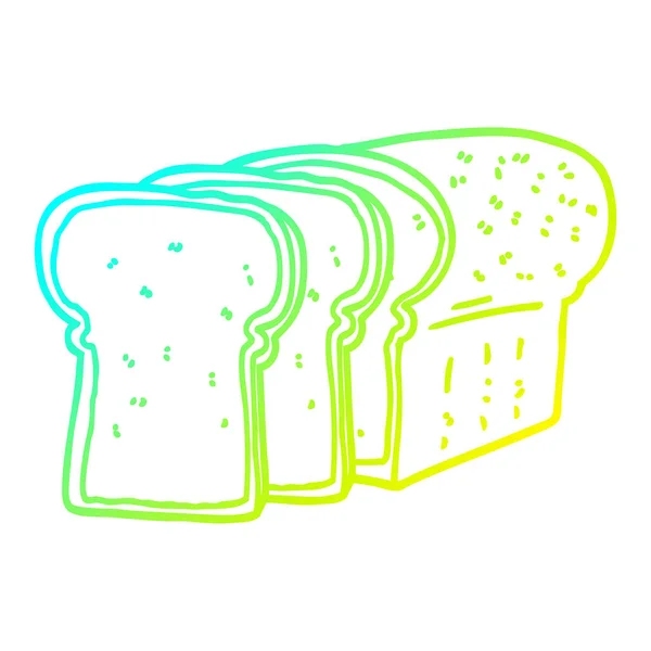 Koude gradiënt lijntekening cartoon gesneden brood — Stockvector