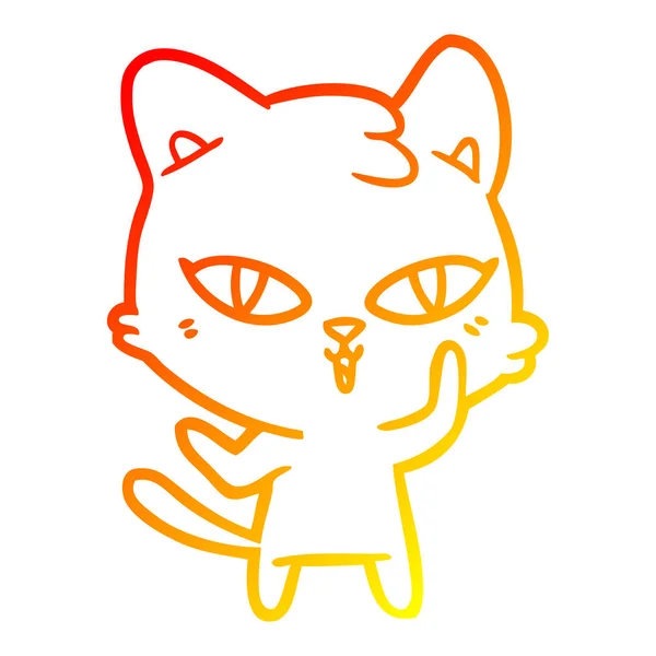 Linha gradiente quente desenho desenho desenho animado gato — Vetor de Stock