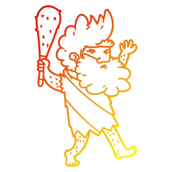Sıcak degrade çizgi çizim karikatür mağara adam — Stok Vektör