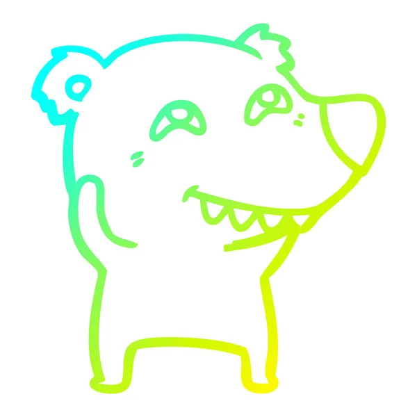 Gradient linia kreskówka niedźwiedź pokazano rysunek zęby zimny — Wektor stockowy