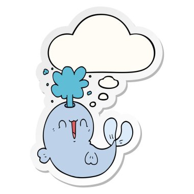 karikatür balina spouting su ve baskılı sti olarak kabarcık düşünce