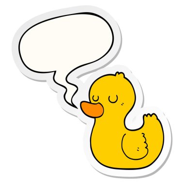 karikatür ördek ve konuşma kabarcık etiket