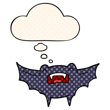 çizgi film vampir yarasa ve çizgi roman tarzında kabarcık düşünce