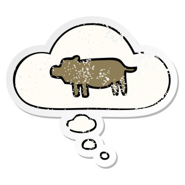 karikatür hayvan sembolü ve sıkıntılı yıpranmış st olarak kabarcık düşünce