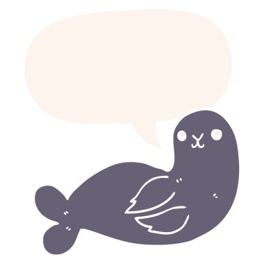 retro tarzında karikatür mühür ve konuşma balonu