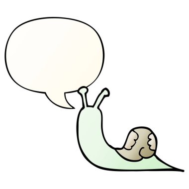 düzgün degrade tarzında karikatür salyangoz ve konuşma balonu