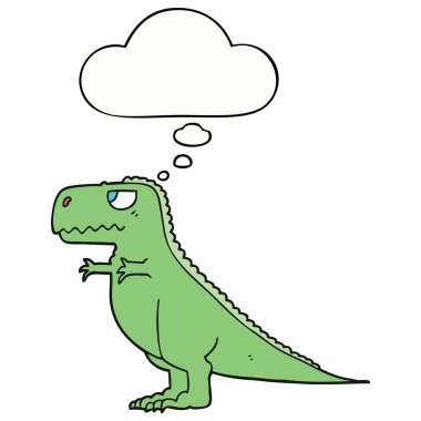 karikatür dinozor ve düşünce balonu