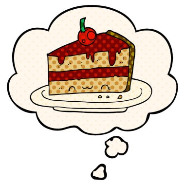 çizgi roman tarzında karikatür pasta ve düşünce balonu