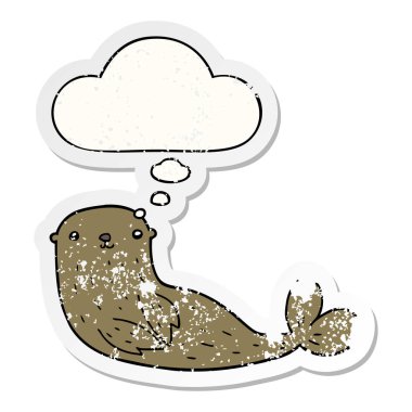 karikatür mühür ve sıkıntılı yıpranmış etiket olarak kabarcık düşünce