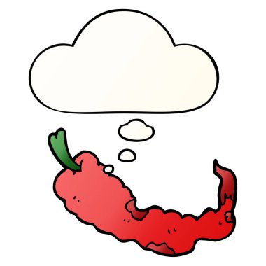 karikatür biber ve pürüzsüz degrade tarzında düşünce balonu