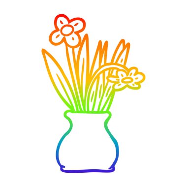 vazo çiçek çizim gökkuşağı gradyan çizgi