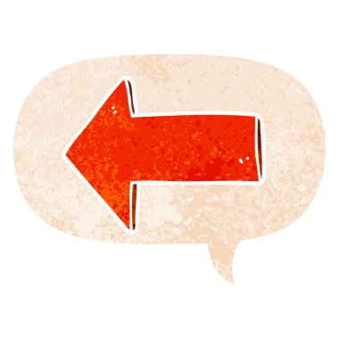 retro dokulu tarzda karikatür ok ve konuşma balonu