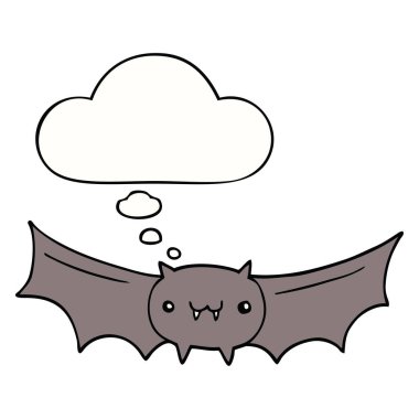 karikatür vampir yarasa ve düşünce balonu