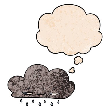 karikatür yağmur bulutu ve grunge doku desen düşünce balonu 