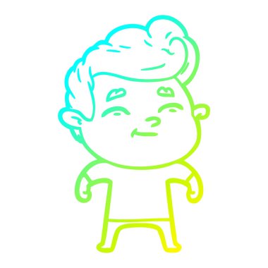 soğuk degrade çizgi çizim mutlu karikatür adam