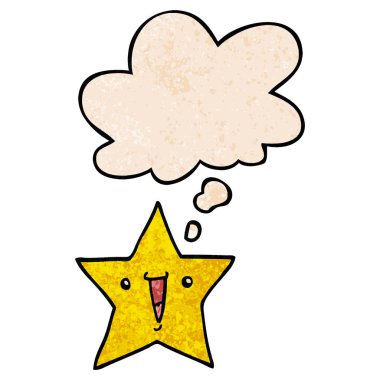 çizgi film yıldızı ve grunge doku desen tarzında düşünce balonu