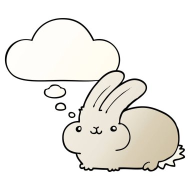 çizgi film tavşan ve pürüzsüz degrade tarzında düşünce balonu