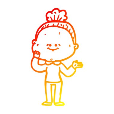 sıcak degrade çizgi çizim karikatür mutlu yaşlı kadın