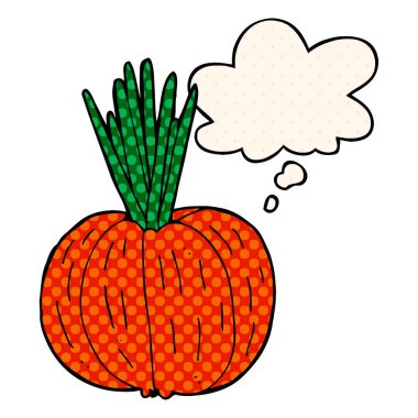 çizgi roman tarzında karikatür sebze ve düşünce balonu