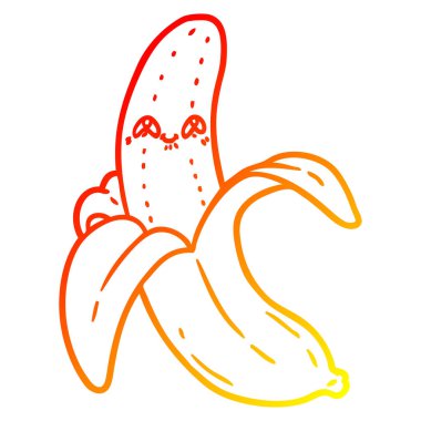 sıcak degrade çizgi çizim karikatür deli mutlu muz