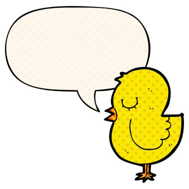 çizgi roman tarzında karikatür kuş ve konuşma balonu