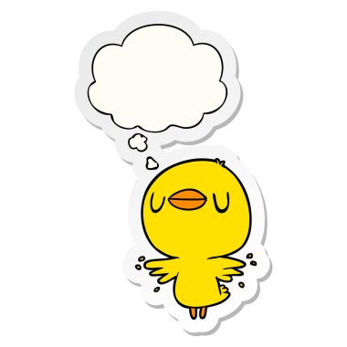 karikatür civciv kanat çırpma ve baskılı sti olarak kabarcık düşünce