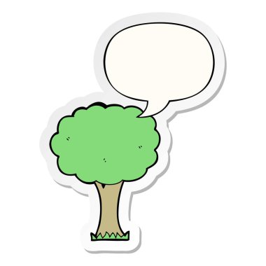 karikatür ağacı ve konuşma balonu etiket
