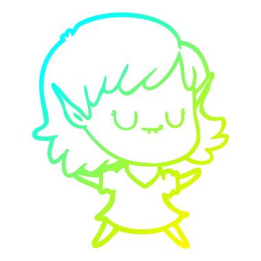 soğuk degrade çizgi çizim mutlu karikatür elf kız