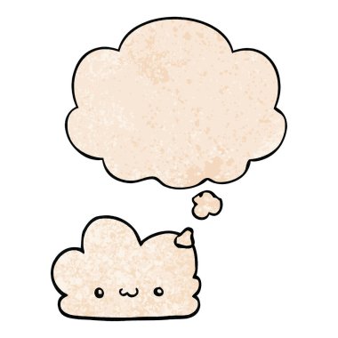 sevimli karikatür bulut ve grunge doku desen düşünce balonu 